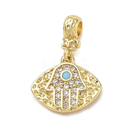 Brass Micro Pave Clear Cubic Zirconia Dangle Beads CU-CBAFF5B-18G-1