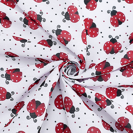2M Ladybug Pattern Polyester Fabric DIY-WH0061-055-1