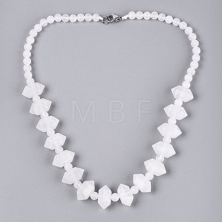 Natural Quartz Crystal Round & Cone Beaded Necklaces NJEW-N064-03O-1