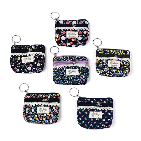 Flower Pattern Cotton Cloth Wallets AJEW-N003-08-1