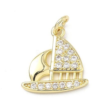 Brass Micro Pave Clear Cubic Zirconia Pendants KK-H255-27G-1