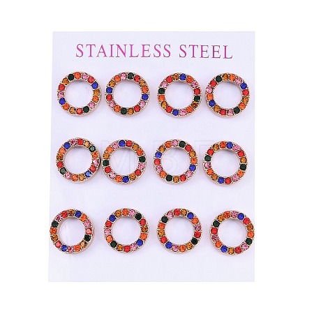 PVD Vacuum Plating 304 Stainless Steel Stud Earrings EJEW-C099-09RG-01-1