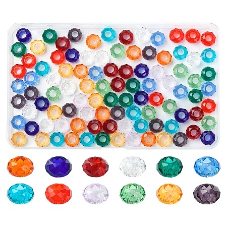120Pcs 12 Colors Glass European Beads EGLA-YW0005-77-1