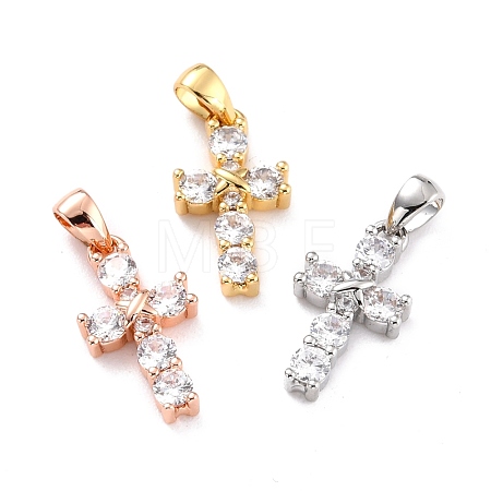 Brass Micro Pave Cubic Zirconia Pendants ZIRC-P089-21-1