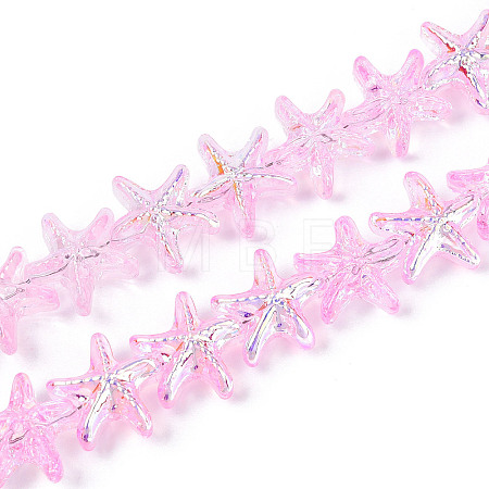 Baking Paint Electroplate Transparent Glass Beads Strands EGLA-N017-07-A04-1