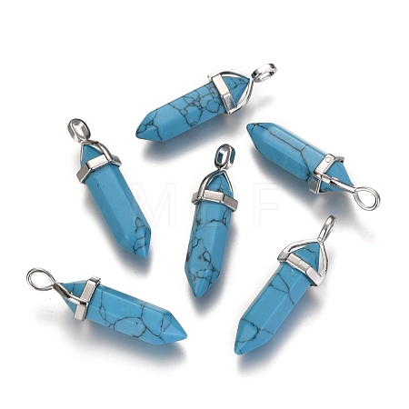 Dyed Synthetic Turquoise Pointed Pendants G-F295-03B-1