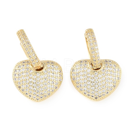 Brass Micro Pave Clear Cubic Zirconia Hoop Earrings for Women EJEW-S225-01G-1