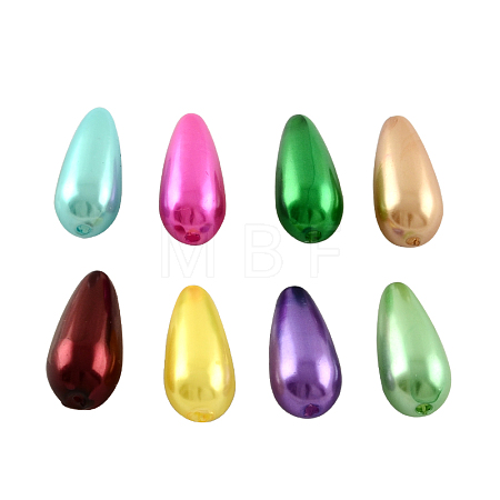 ABS Plastic Imitation Pearl Teardrop Beads X-MACR-S266-M-1