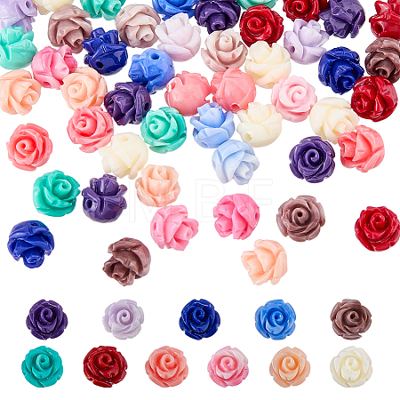 66Pcs 11 Colors Opaque Resin Imitation Shell Beads RESI-DC0001-60-1