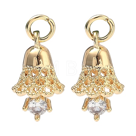 Brass Micro Pave Clear Cubic Zirconia Pendants KK-T080-29G-1