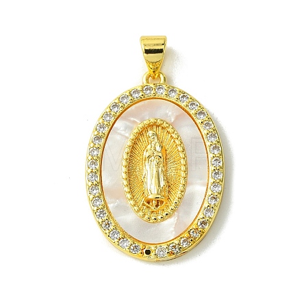 Real 18K Gold Plated Brass Micro Pave Clear Cubic Zirconia Pendants KK-H472-12G-02-1