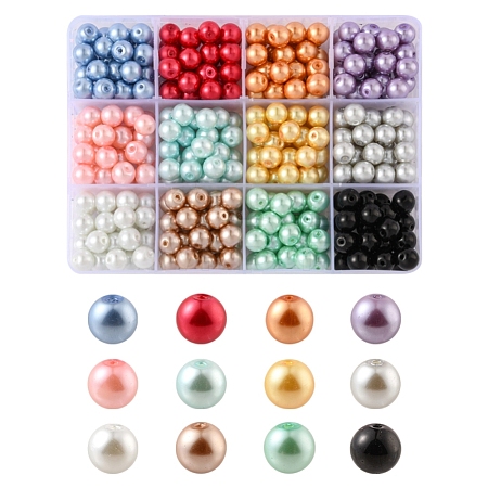 360Pcs 12 Colors Baking Paint Glass Pearl Beads HY-YW0001-03A-1
