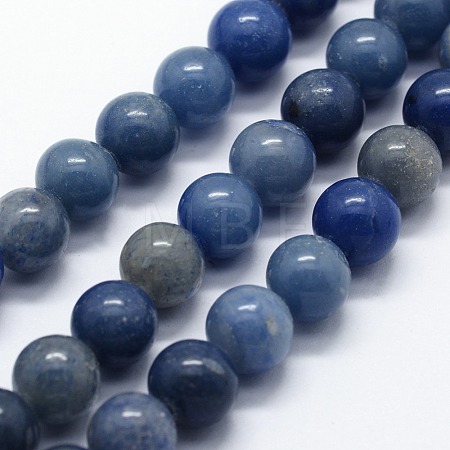 Dyed & Heated Natural Blue Aventurine Beads Strands X-G-I199-24-10mm-1