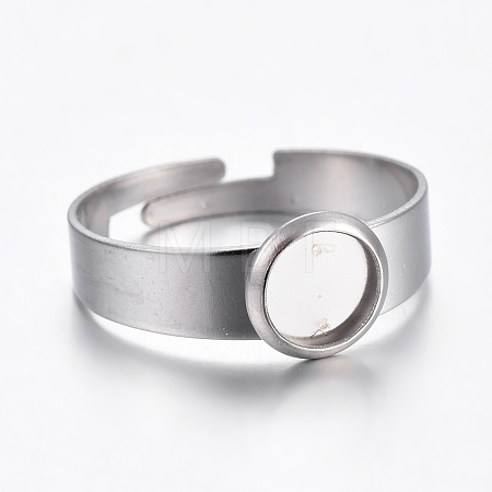 Tarnish Resistant Adjustable 304 Stainless Steel Finger Rings Components STAS-G187-01P-6mm-1