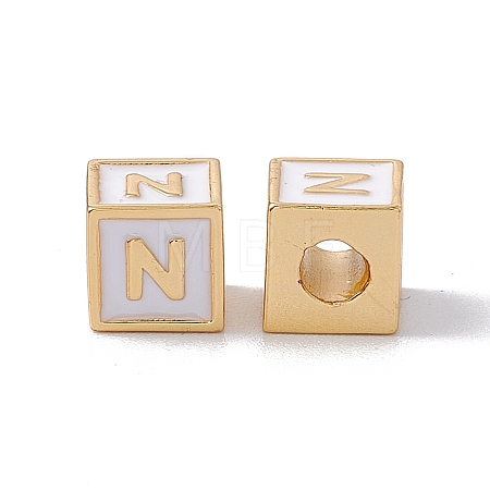 Rack Plating Brass Enamel Beads KK-B060-04G-04N-1