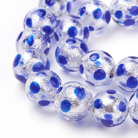 Handmade Silver Foil Lampwork Beads Strands FOIL-L016-D02-1
