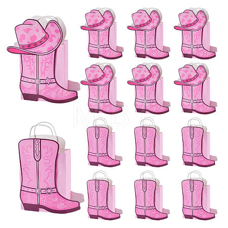 12Pcs 2 Styles Cowboy Boot Shape Paper Gift Tote Bags Kits ABAG-WH0083-013A-1