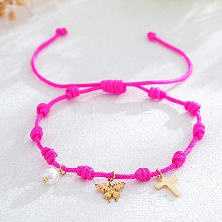 Brass & Imitation Pearl Charm Bracelets DP7998-6-1