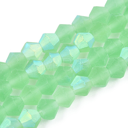 Imitate Austrian Crystal Bicone Frosted Glass Beads Strands GLAA-F029-TM4mm-A24-1