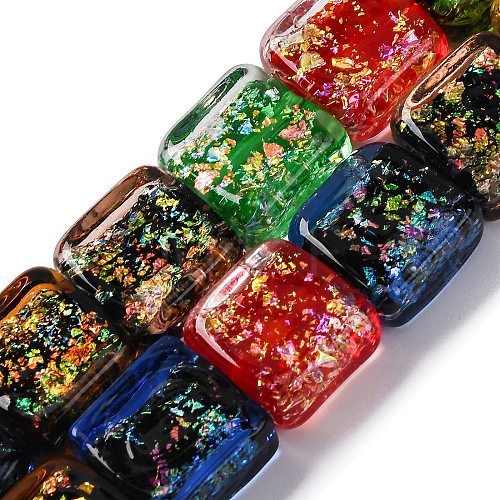 Handmade Dichroic Foil Glass Beads Strands DICH-U001-07L-1