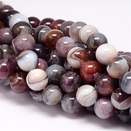 Natural Botswana Agate Beads Strands G-P132-05-10mm-1