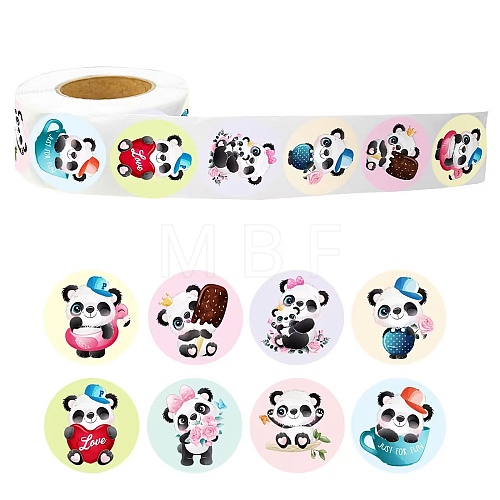 Round Paper Self-Adhesive Panda Thank You Gift Sticker Rolls PW-WG95786-01-1