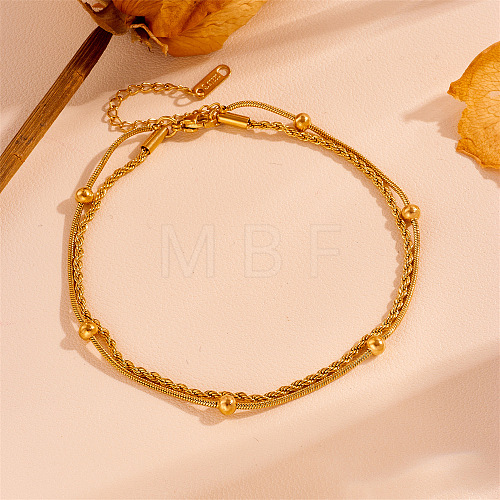 304 Stainless Steel Rope Chain Bracelets BJEW-R003-04G-02-1