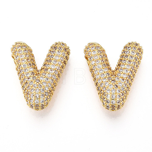 Brass Micro Pave Cubic Zirconia Pendants KK-N254-06G-V-1