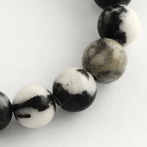 Round Natural Zebra Jasper Beads Strands G-R253-8mm-1