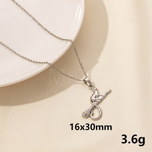 304 Stainless Steel Fox Pendant Necklaces VH1834-11-1