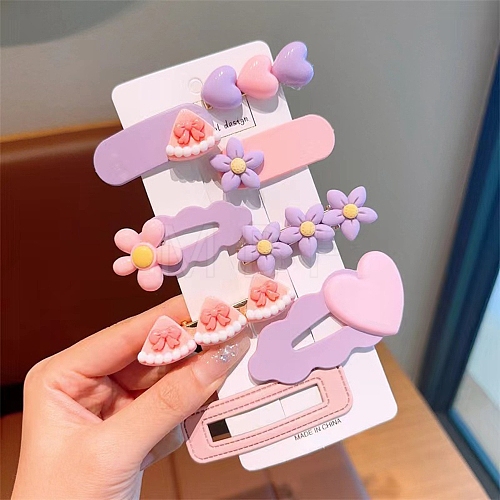 Flower Plastic Snap Hair Clips PW-WGC3104-02-1