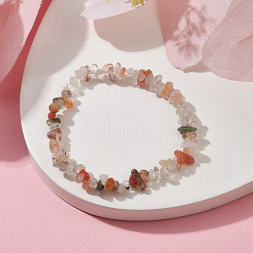 Natural Rutilated Quartz Chips Beaded Stretch Bracelets for Women BJEW-JB10046-14-1