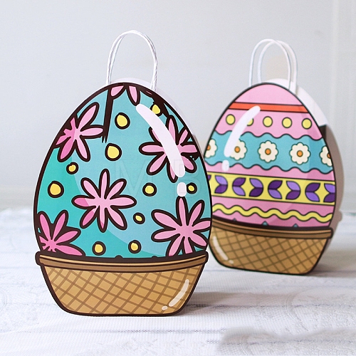 Easter Egg Shaped Paper Candy Packaging Bags with Handle PW-WG11965-01-1