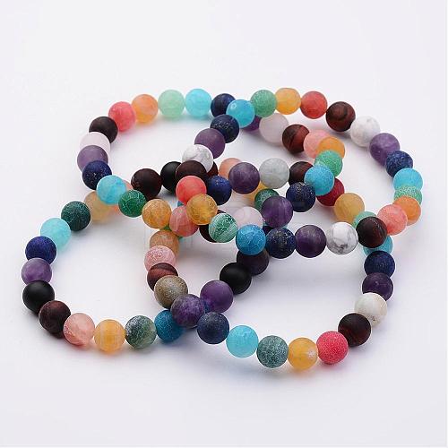 Natural Gemstone Beads Stretch Bracelets BJEW-JB02509-1