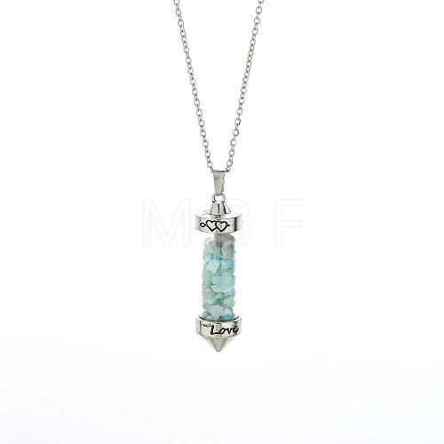 Synthetic Gemstone Chip Wishing Bottle Cone Love Glass Pendant Necklaces FL0210-5-1