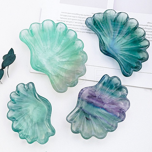 Natural Fluorite Shell Shape Decorative Bowls PW-WG46732-01-1