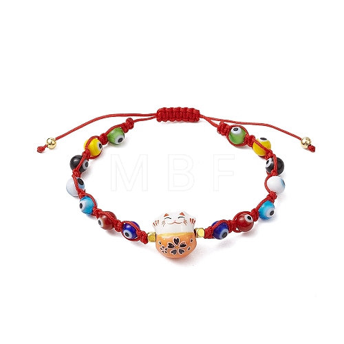 Adjustable Lanmpword Evil Eye Braided Bead Bracelet BJEW-JB11059-03-1