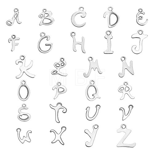 26Pcs 26 Letters 304 Stainless Steel Pendants STAS-SZ0001-65-1