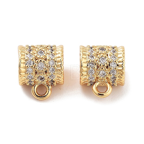 Brass Micro Pave Clear Cubic Zirconia Tube Bails KK-S394-06D-1