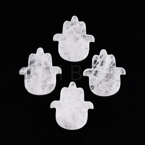 Natural Quartz Crystal Hamsa Hand with Eye Figurines DJEW-N003-04J-1