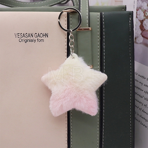 Imitation Rabbit Fur Keychain PW-WGED029-06-1