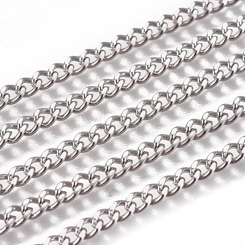 Handmade 304 Stainless Steel Curb Chains STAS-F229-06A-P-1