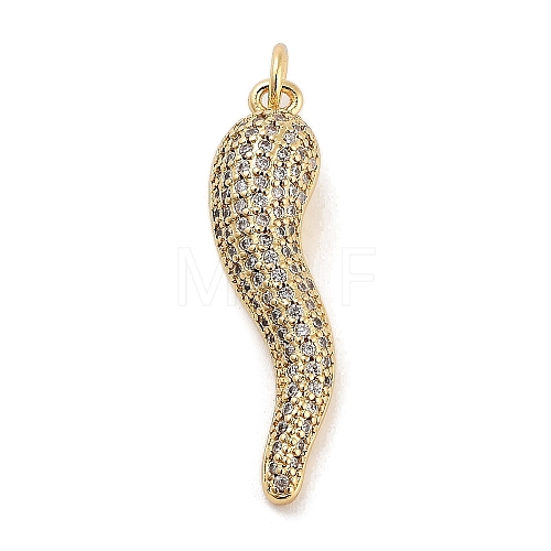 Rack Plating Brass Micro Pave Clear Cubic Zirconia Pendants KK-Z064-10G-1