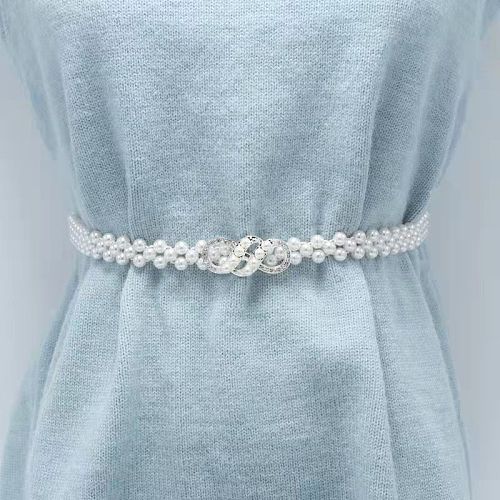 White Plastic Imitation Pearl Beaded Belly Chains WG08E5B-09-1