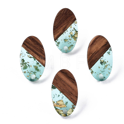 Transparent Resin & Walnut Wood Stud Earring Findings MAK-N032-005A-F02-1