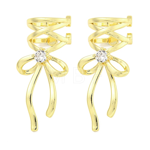 Brass Cubic Zirconia Cuff Earrings EJEW-C104-031G-1