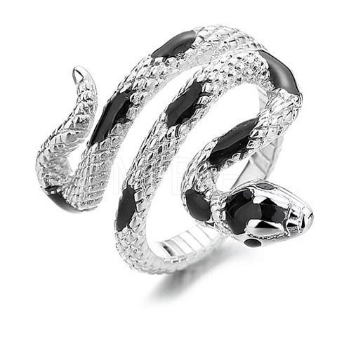 Cool Snake Shape Alloy Resin Open Cuff Ring NN8506-2-1