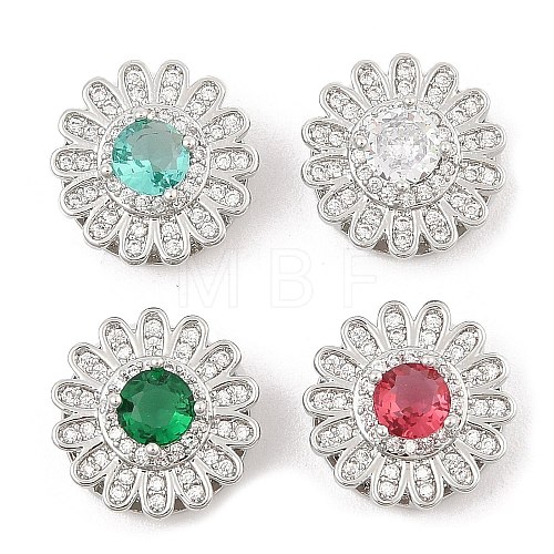 Brass Micro Pave Cubic Zirconia Slide Charms ZIRC-I068-12P-1