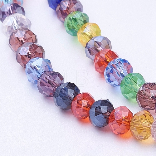 Mixed Electroplate Glass Faceted Rondelle Bead Strands X-EGLA-J047-4x3mm-46-1