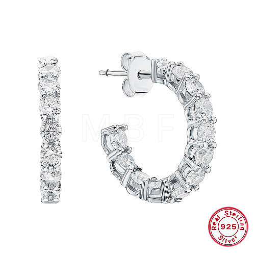 Rhodium Plated 925 Sterling Silver Ring Stud Earrings OJ9669-1-1